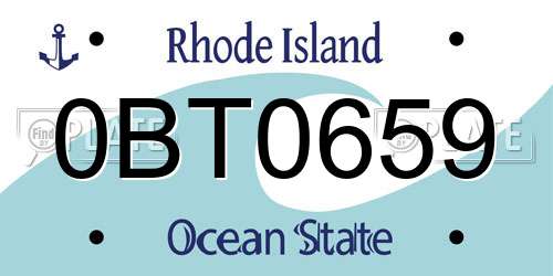 0BT0659 Rhode Island License Plate