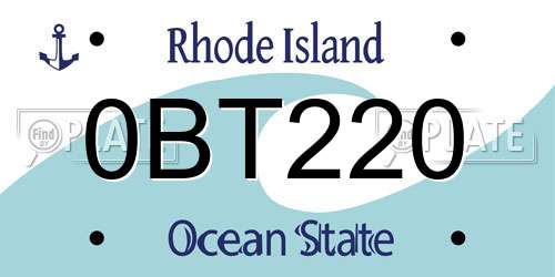 0BT220 Rhode Island License Plate