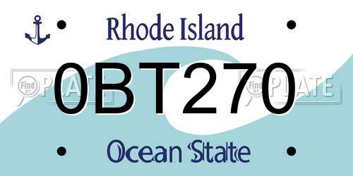 0BT270 Rhode Island License Plate