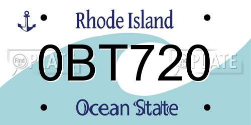 0BT720 Rhode Island License Plate