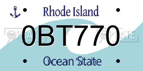 0BT770 Rhode Island License Plate