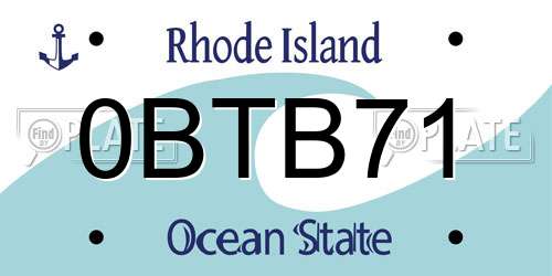 0BTB71 Rhode Island License Plate