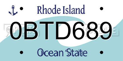 0BTD689 Rhode Island License Plate