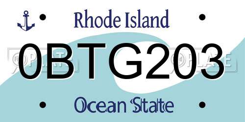 0BTG203 Rhode Island License Plate