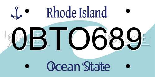 0BTO689 Rhode Island License Plate
