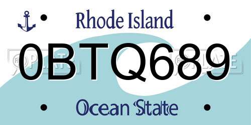 0BTQ689 Rhode Island License Plate