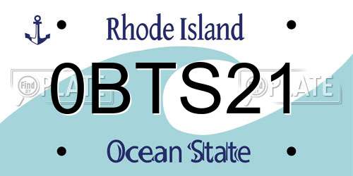 0BTS21 Rhode Island License Plate