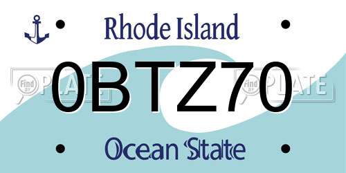0BTZ70 Rhode Island License Plate