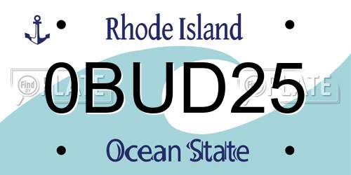 0BUD25 Rhode Island License Plate