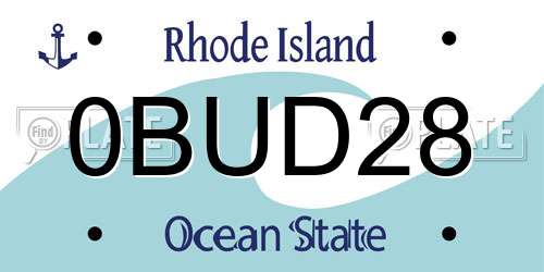 0BUD28 Rhode Island License Plate