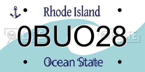 0BUO28 Rhode Island License Plate