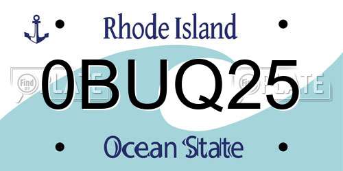 0BUQ25 Rhode Island License Plate