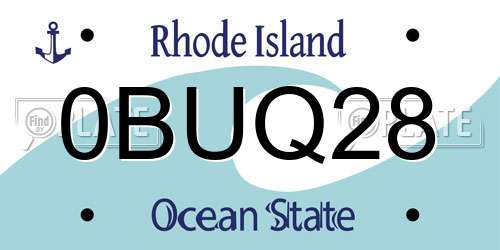 0BUQ28 Rhode Island License Plate