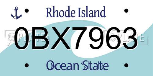 0BX7963 Rhode Island License Plate