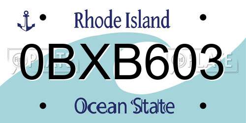 0BXB603 Rhode Island License Plate