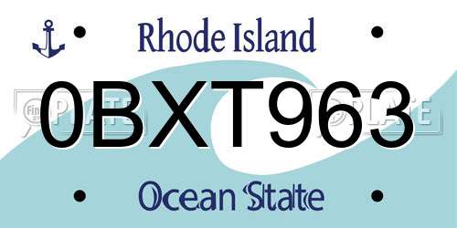 0BXT963 Rhode Island License Plate