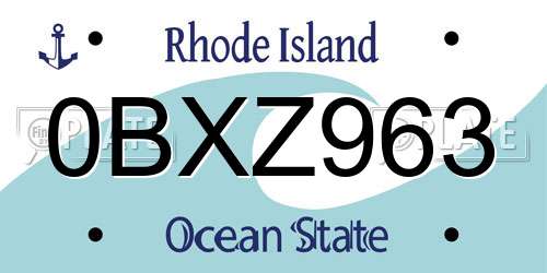0BXZ963 Rhode Island License Plate