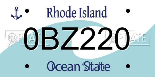 0BZ220 Rhode Island License Plate