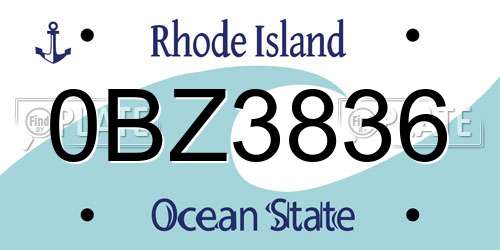 0BZ3836 Rhode Island License Plate