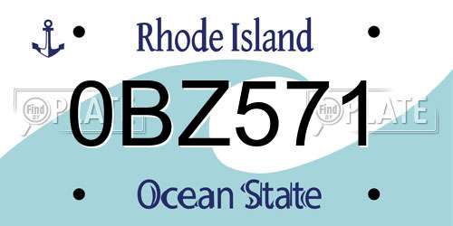 0BZ571 Rhode Island License Plate