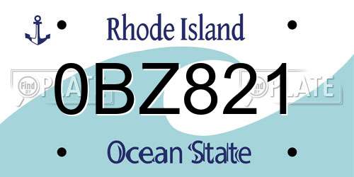 0BZ821 Rhode Island License Plate