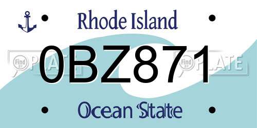 0BZ871 Rhode Island License Plate