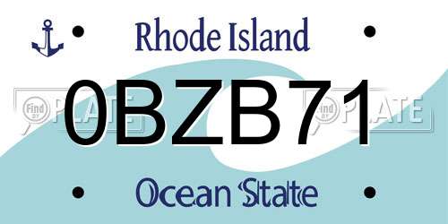 0BZB71 Rhode Island License Plate