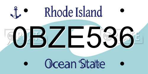 0BZE536 Rhode Island License Plate