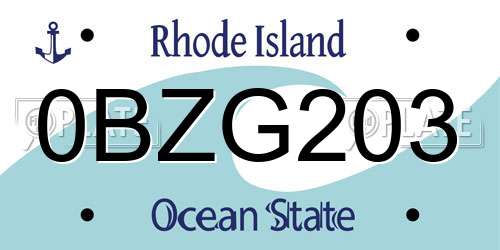 0BZG203 Rhode Island License Plate