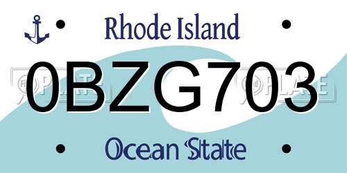 0BZG703 Rhode Island License Plate