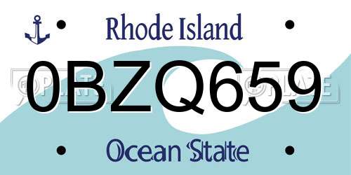 0BZQ659 Rhode Island License Plate