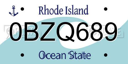 0BZQ689 Rhode Island License Plate