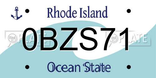 0BZS71 Rhode Island License Plate