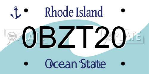 0BZT20 Rhode Island License Plate