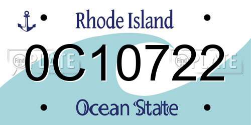 0C10722 Rhode Island License Plate