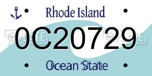 0C20729 Rhode Island License Plate