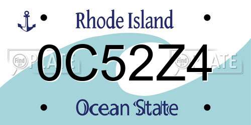 0C52Z4 Rhode Island License Plate