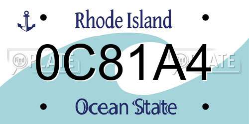 0C81A4 Rhode Island License Plate