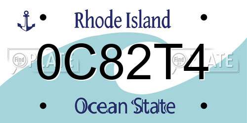 0C82T4 Rhode Island License Plate