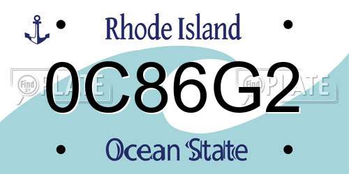 0C86G2 Rhode Island License Plate
