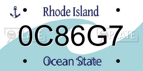 0C86G7 Rhode Island License Plate