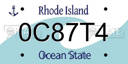 0C87T4 Rhode Island License Plate