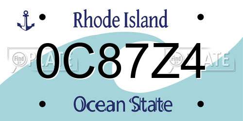 0C87Z4 Rhode Island License Plate