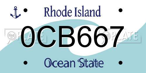 0CB667 Rhode Island License Plate