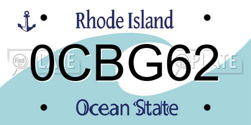0CBG62 Rhode Island License Plate