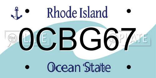 0CBG67 Rhode Island License Plate
