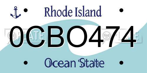 0CBO474 Rhode Island License Plate