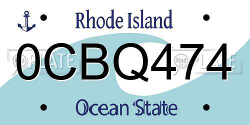 0CBQ474 Rhode Island License Plate