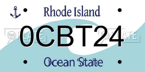 0CBT24 Rhode Island License Plate