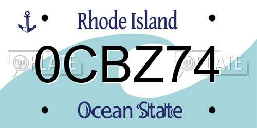 0CBZ74 Rhode Island License Plate
